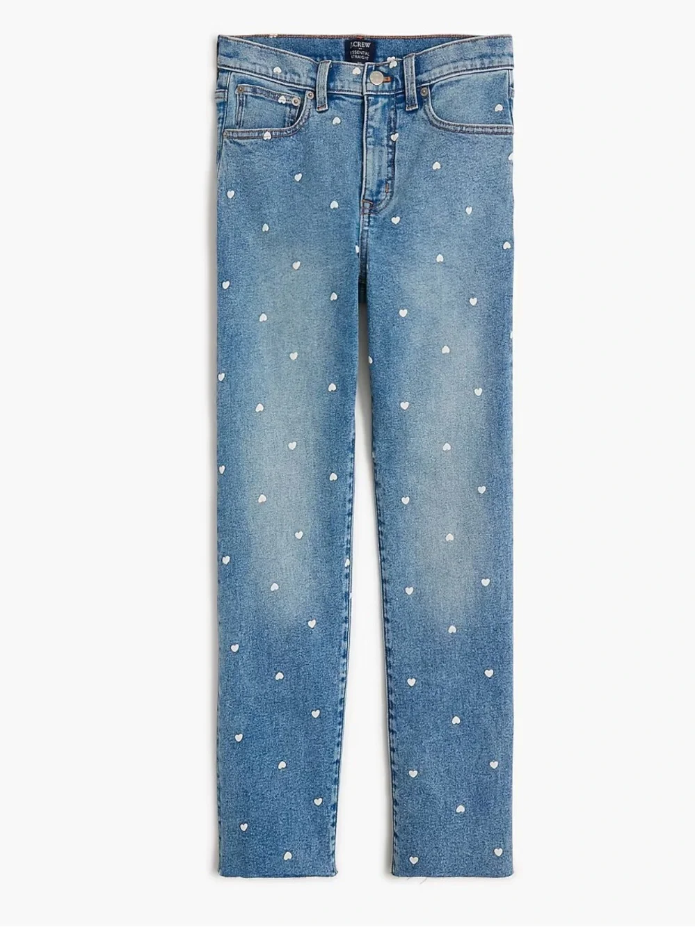 J. Crew Light Blue Heart Print Straight Jeans Size 28